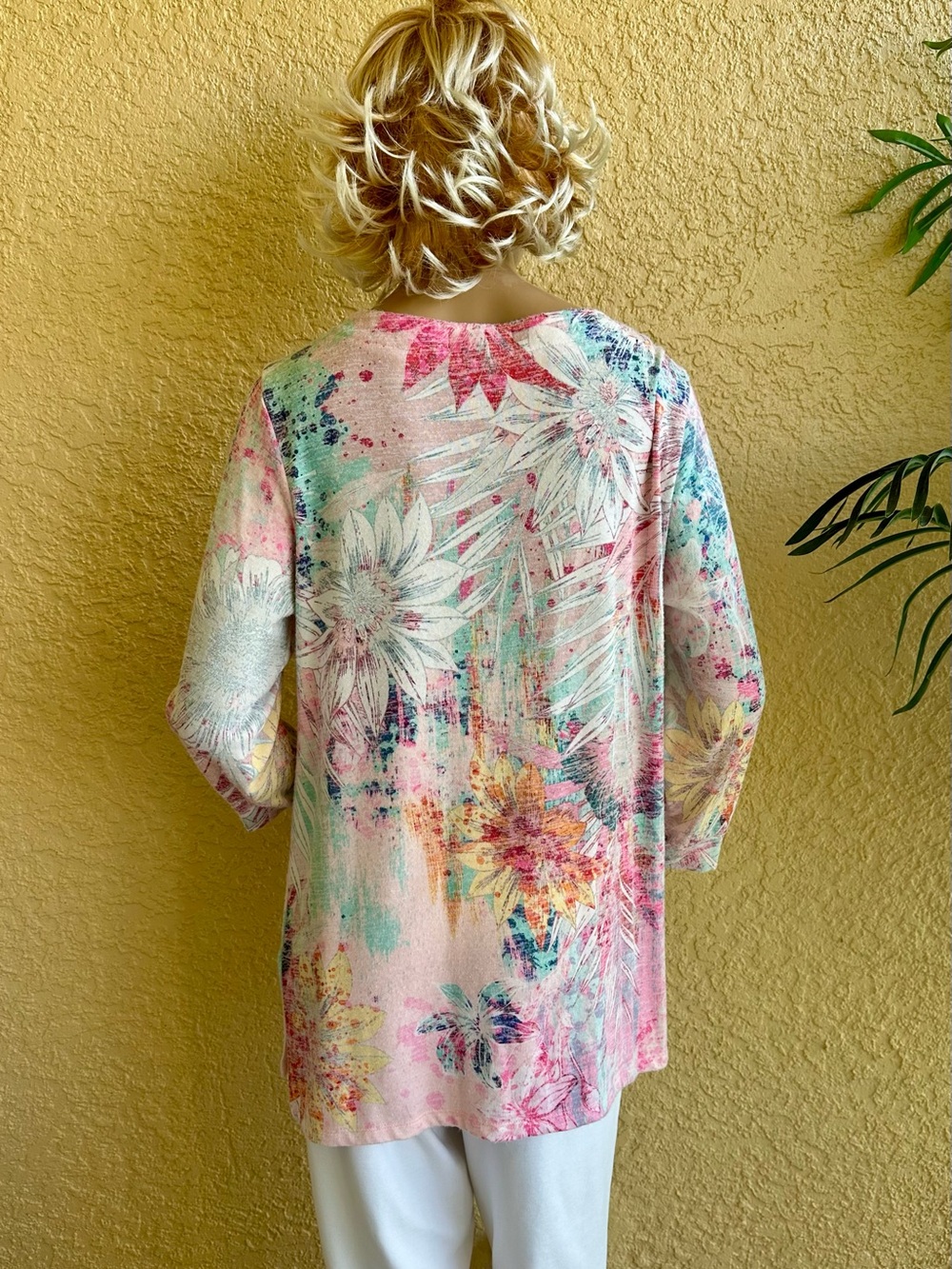 Christopher & Banks pink floral print tunic top - Picture 6 of 8